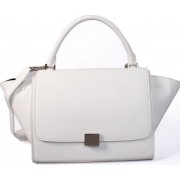 Celine Smooth Leather Trapeze Bag CL88037 White VS02696