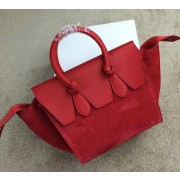 Celine Tie Nano Top Handle Bag Suede Leather 98313 Red VS03336