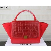 Celine Trapeze Bag Croco Suede Leather C3342 Red VS09012