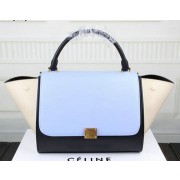 Celine Trapeze Bag Original Leather C3342 SkyBlue&Black&OffWhite VS04003