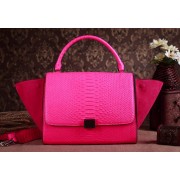 Celine Trapeze tote Bag 3342 in Peach Snakeskin with Original Suede Leather VS02133