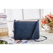 Celine Trio Crossbody Messenger Bag 3000 in Dark Blue Original Calfskin Leather VS06915