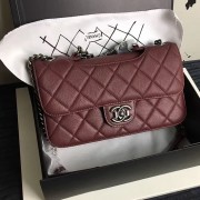 Chanel Burgundy Quilted Deerskin Perfect Edge Bag A14041 VS08504