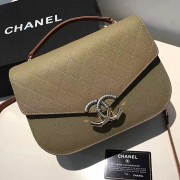 Chanel Grained Calfskin CC Flap Bag with Top Handle Green A93633 VS09198