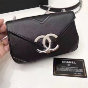 Chanel Grained Calfskin Chevron Flap Bag Black A93774 VS05263
