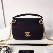 Chanel Grained Calfskin Flap Bag with Top Handle Black A93756 VS09826