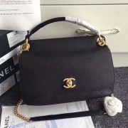 Chanel Grained Calfskin Flap Bag with Top Handle Black A93757 VS08858