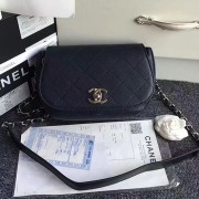 Chanel Grained Calfskin Shoulder Bag Blue A92949 VS09430