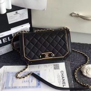 Chanel Lambskin and Metallic Calfskin Flap Bag Black A91836 VS07673