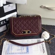 Chanel Lambskin and Metallic Calfskin Flap Bag Burgundy A91836 VS07985