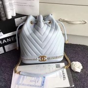 Chanel Lambskin Drawstring Bag Light Blue A91885 VS04854