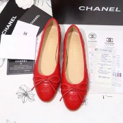 Chanel Red Lambskin Ballet Flats Cap Toe CH1640 VS09209