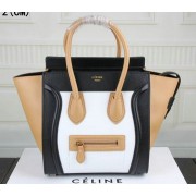 Cheap Celine Luggage Micro Tote Bag Original Leather C3308M White&Black&Apricot VS01131