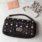 Cheap Miu Miu Pearl Nappa Leather Top Handle Bag Black 5BD417 VS08640