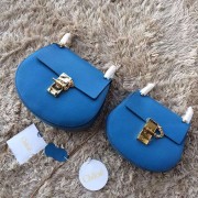 Chloe Drew Calf Leather Shoulder Bag Blue 151050 VS07592