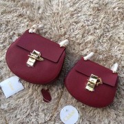 Chloe Drew Calf Leather Shoulder Bag Burgundy 151050 VS08421