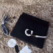 Chloe Faye Calf and Suede Shoulder Bag Black 161010 VS05440