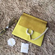 Chloe Faye Calf and Suede Shoulder Bag Yellow 161010 VS08319