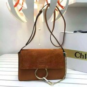 Chloe Faye Small Calf Leather Shoulder Bag Brown 3S112 VS09177
