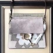 Chloe Faye Smooth & Suede Calfskin Shoulder Bag Grey C301210 VS06332