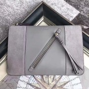 Chloe Grained Calfskin and Suede Myer Pouch Grey C230110 VS02607