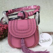Chloe Hudson Calfskin Shoulder Bag Pink 151070 VS07205