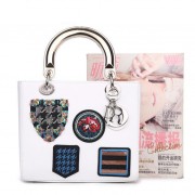 Christian Dior Badge Leather Small Lady Dior Bag CD6325 White VS00889