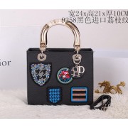 Christian Dior Badge Leather Small Lady Dior Bag CD9258 Black VS01532