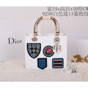 Christian Dior Badge Leather Small Lady Dior Bag CD9258 White VS07637