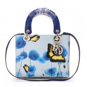 Christian Dior Butterfly Leather Mini Lady Dior Bag D6325 Blue VS00711