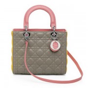 Christian Dior CD6325 Khaki Sheepskin Mini Lady Dior Bag Silver VS04084