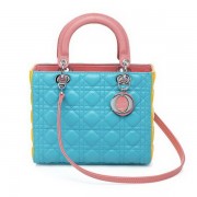 Christian Dior CD6325 Light Blue Sheepskin Mini Lady Dior Bag Silver VS03887