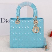 Christian Dior CD9601 Light Blue Patent Mini Lady Dior Bag Gold VS06993