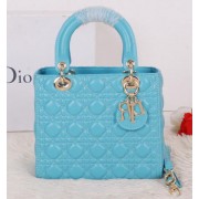 Christian Dior CD9601 Light Blue Sheepskin Mini Lady Dior Bag Gold VS08133