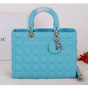 Christian Dior CD9603 Light Blue Sheepskin Small Lady Dior Bag Silver VS02532