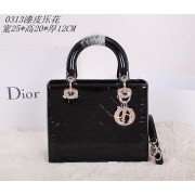 Christian Dior Patent Leather Lady Dior Bag CD0313 Black VS06203