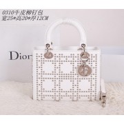Christian Dior Studded Leather Lady Dior Bag CD0310 White VS02889