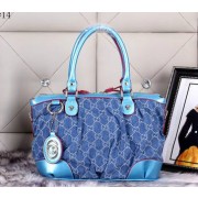 Copy Best Gucci Rania Top Handle Shiny Original GG Canvas Bags 247902 Blue VS05123