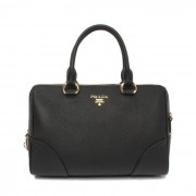 Copy Best Prada Import Original Calfskin Leather Two Handle Bag BN0822 in Black XZ VS08043