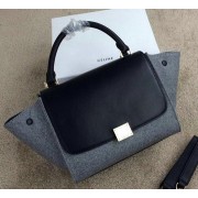 Copy Celine mini Trapeze Bag Suede Leather CL005 Grey&Black VS06814