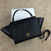 Copy Celine Trapeze Bag Croco Leather CL008 Black VS07688
