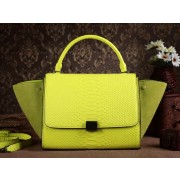 Copy Celine Trapeze tote Bag 3342 in Yellow Snakeskin with Original Suede Leather VS02438