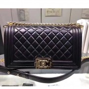 Copy Fashion Chanel Black Quilted Lambskin Medium Boy Bag Gold Hardware A67086 VS05222
