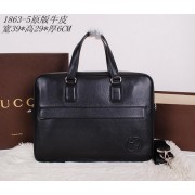Copy Gucci Smooth Leather Business Briefcase 18635 Black VS06306