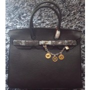 Copy Hermes Birkin 35CM Tote Bag Litchi Leather HB35GL Black VS07039