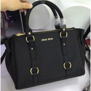 Copy miu miu Top Handle Bag Sheepskin Leather M6809 Black VS03199