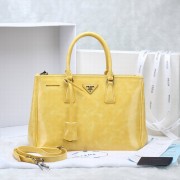 Copy Prada 2274 Burnished Leather Handbag in Lemon Yellow LSS VS02184