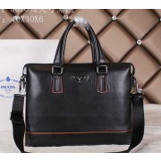Copy Prada Calfskin Leather Briefcase P501032 Black VS02647