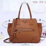 Copy Prada Litchi Leather Shoulder Bag BL0928 Wheat VS03372