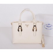 Copy Prada Original Calfskin Leather Tote Bag BN1902 White VS05283